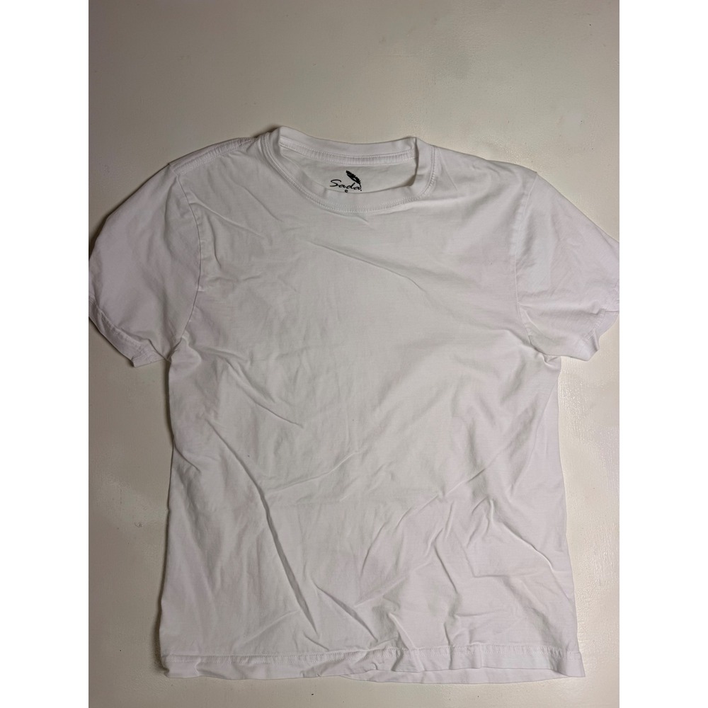 Sada‎ T-Shirt Women Small White Excellent 100% Cotton Crew Neck Short Sleeve Tee